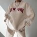 Unisex Cozy Fleece Hoodie And Jogger Set Letter Print Casual Loungewear Pullover Sweatshirt with Pockets for Winter_ecoleips.com