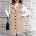 Fuzzy Fleece Vest For Women – Oversized Sleeveless Cardigan With Notched Collar & Pockets, Longline Plush Coatigan (Beige, S-XXL)_ecoleips.com