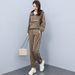 new lazy temperament knitted suit svel vest sweater cardigan pants three piece set_ecoleips.com