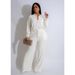 Women's Clothing Elastic Wrinkled Straps Multi Pocket Swing Leg Pants Wide Leg Pants Suit_ecoleips.com