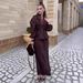 Women's Spring Temperament V Neck Cardigan Top And High Waisted Skirt Set Long Sleeved Waist Cinching Outfit_ecoleips.com