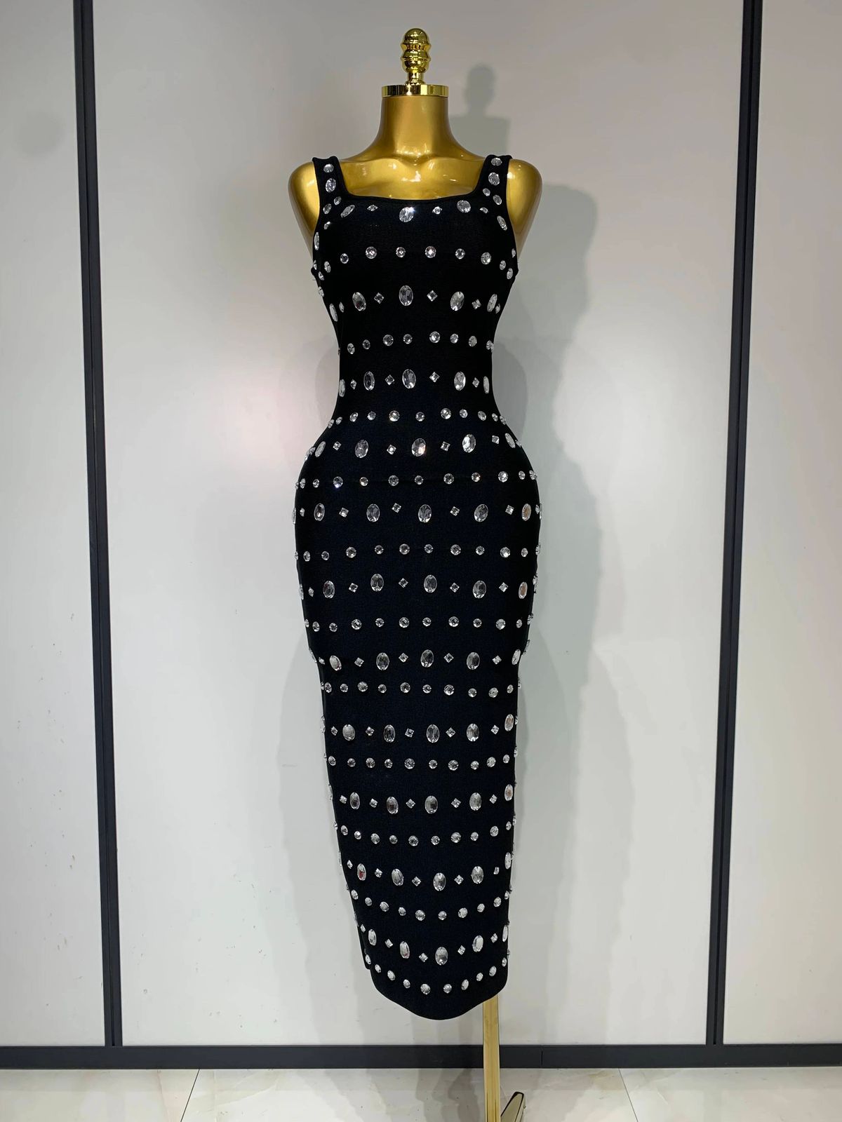 Newest Fashion Designer Women's Beaded Elastic Bodycon Bandage Maxi Long Dress Elegant Luxury Birthday Outfit UCR8_ecoleips.com