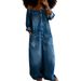 Women's Single-Breasted Off-Shoulder Denim Jumpsuit Casual Elegant Fashion Cotton Polyester Spring Autumn Sexy Romper_ecoleips.com