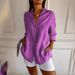 Women's Clothing New Single Breasted Pleated Lapel Shirt Women's Solid Color Roll Up Sleeve Top_ecoleips.com