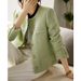 Women's Clothing Wool tweed autumn short candy green tops _ecoleips.com