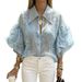 Women's Clothing Casual Blouse High End Rhinestone Embellished Slimming Trendy Top_ecoleips.com