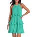 Women's Sleeveless Pleated Dress Layered Spliced Hem Pullover Casual Knee-Length Summer Fashion_ecoleips.com