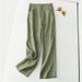 Moose Linen Straight Pants Women's New Semi-elastic High Waist Slim Casual Pants Cotton And Linen Wide Leg Pants_ecoleips.com