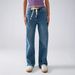 Women's Straight Leg Denim Pants European American Style Lace Up High Waist Trousers Fashionable Casual Fit_ecoleips.com