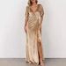 Women's Clothing Sexy Velvet Deep V Neck Slit Temperament Long Skirt_ecoleips.com