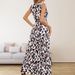 Women's Fashion Cocktail Maxi Dress Plus Size V‑Neck Leopard Print With Slimming Tie‑Waist Detail_ecoleips.com