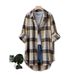 Spring Large-Sized Women's Shirt: Korean-Style Loose-Fitting Long-Sleeved Plaid Shirt With Versatile Design_ecoleips.com