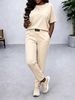 Women's Solid Color T-Shirt And Elastic Waist Pants Two Piece Set Simple Label Spring Summer Casual Comfortable Clothing_ecoleips.com