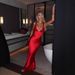 Women's Clothing Sexy V Neck Fishbone Temperament Suspender Dress Slim Backless Satin Long Dress Evening Dress_ecoleips.com