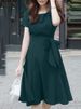 ZANZEA Women Solid Slim Mini Dress O-Neck Short Sleeve Knee Length Sundress Elegant Casual Loose Vintage Party Work A-Line Robe_ecoleips.com