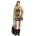 girl Sheep Wool French INS Sweet Cool Sweater Women, Puppy Retro Loose Lazy Style, Versatile Knitted Top For Outerwear_ecoleips.com