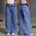 Women's Casual Straight Leg Wide Leg Solid Color Jeans Autumn Fashion Relaxed Everyday Wear Comfortable Feshion_ecoleips.com