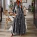 New European And American Cross-border Bohemian Style Bell-sleeve Printed V-neck High-waisted Holiday Floral Long Dress_ecoleips.com