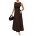 Summer 2026 Women's Sleeveless Pleated Long Dress Elegant Fashionable Casual Thin Material Cross Border Europe & America_ecoleips.com