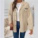 2026 Winter European Style Women Striped Shirt Coat With Big Pockets_ecoleips.com