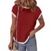 2026 Women's Short-sleeved T-shirt Basic Ribbed Knitted T-shirt Spring And Summer Casual Outing Top_ecoleips.com