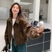 Maillard Short Suede Jacket Women's Spring And Autumn Clothing American Retro Lazy Chic Cool And Sass Leather Jacket_ecoleips.com