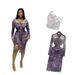 Elegant Chiffon Maxi Dress With Floral Print & Thigh High Slit | Sexy Long Sleeve Bodycon Dress For Party & Date Night_ecoleips.com