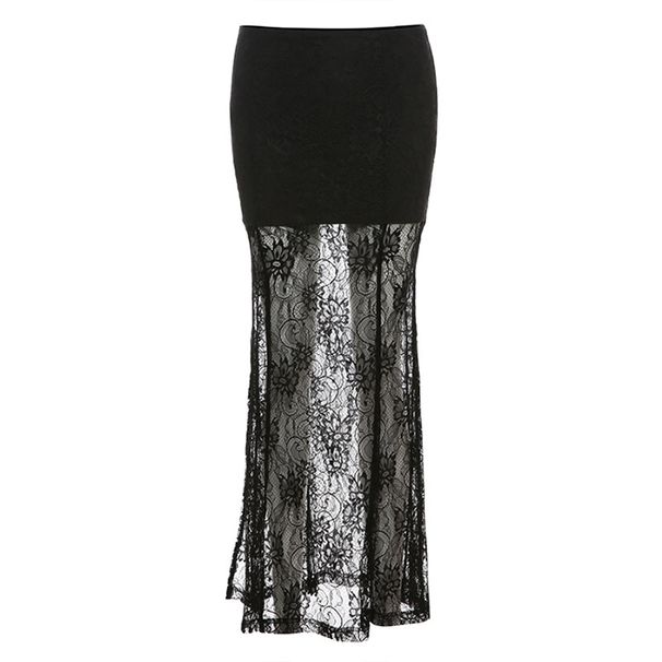Verve 2025 Summer New Women's Solid Color Slim Fit Bodycon Street Fashion High Waist Sheer Mesh Skirt_ecoleips.com