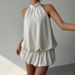 Women's Clothing French Style Solid Color Halter Neck Off-Shoulder Dress Sexy Waist Cinching Puff Skirt Bodycon Short Skirt For Summer Beach Vacation_ecoleips.com