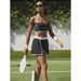 Women's Clothing Women's Contrast Color Tennis Dress Set - Sleeveless Top With Sport Skirt Outfit_ecoleips.com