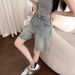 Retro Hong Kong Style Women's Denim Shorts Solid Color Loose Fit Summer Trendy Outdoor Wear Five Point Popular Pants_ecoleips.com