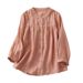 Aria Basics Aria Basics Foreign Trade Italian Women's Clothing***Discounted Cotton-Linen Shirt, Lightweight Loose-Fit Slimming Three-Quarter_ecoleips.com