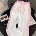 Women's High-End Casual Sportswear Set Stylish Trendy Pink Gradient Top And High-Waisted Wide-Leg Pants Two-Piece Summer Outfit_ecoleips.com