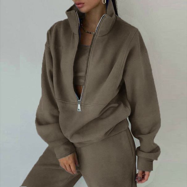 Women's Fleece Hoodie & Jogger Set - Streetwear Casual Outfit For Spring, Soft & Comfortable Two-Piece Lounge Wear_ecoleips.com