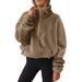 Aria Basics Cross-Border 2025 Autumn Winter New European And American Style Furry Fleece-Lined Women's Half-Zip_ecoleips.com