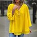 Women's Clothing Neck Three Quarter Sleeve Casual Chiffon Top Metal Zipper Loose Casual Top_ecoleips.com