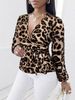 Fashionable Elegant Leopard Print Tie Shirt Spring And Autumn Stylish Slimming New Long Sleeve Top_ecoleips.com