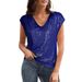 Women's Sparkly Sequined Vest Party Shirt V Neck Short Sleeved Blouse_ecoleips.com