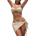 New 2026 Women's Clothing Sexy Three Piece Bikini Swimsuit Set American Style Fashion Striped Design_ecoleips.com