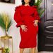 Women's Clothing Autumn One Line Collar Off Shoulder Long Sleeved Temperament Slim Large Size Foreign Trade Dress_ecoleips.com