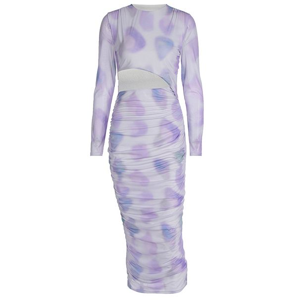 Trendy New Fashion Women's Gradient Printed Dress Slim Fit Long Sleeve Casual Dress For Women Spring Autumn Daily Outfit_ecoleips.com