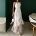 Tassel High Waisted Slim Women's Banquet Dress Sexy Hanging Neck Hollow Solid Long Dress Fashion Sleeveless Cocktail Party Dress_ecoleips.com