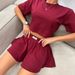 Women's Clothing Casual Sexy Short Sleeved T Shirt Shorts Solid Color Two Piece Set_ecoleips.com