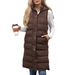 Women's Long Sleeveless Hooded Vest With Zip Front, Quilted Padded Jacket For Winter, Casual Outerwear In Solid Colors_ecoleips.com