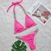 Verve 2025 Bikini Solid Color Women's Two-Piece Tie Swimsuit Sexy Metal Chain Accessories Swimwear_ecoleips.com