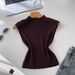 Women's Commuter Style Knitted Sleeveless Top Vest Summer Solid Color Slim Fit Elegant Versatile Outerwear_ecoleips.com