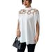 Women's Oversized Batwing Sleeve Blouse - Breathable Mesh Shoulder Cutout Top For Office & Vacation - White Boho Chic Shirt With Asymmetrical Hem_ecoleips.com