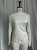 Elegant Satin And Lace Blouse Long Sleeve Asymmetrical Hem Top with Waist-Defining Fit for Women in White/Black Sizes S to XL_ecoleips.com