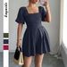Women's Clothing High End Simple Style Pleated Square Collar Dress Women's Clothing Spring And Summer_ecoleips.com