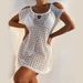 Sexy Hollow Knit Beach Cover-Up Blouse - Solid Color Sunscreen Dress With Bikini, European & American Summer Style_ecoleips.com